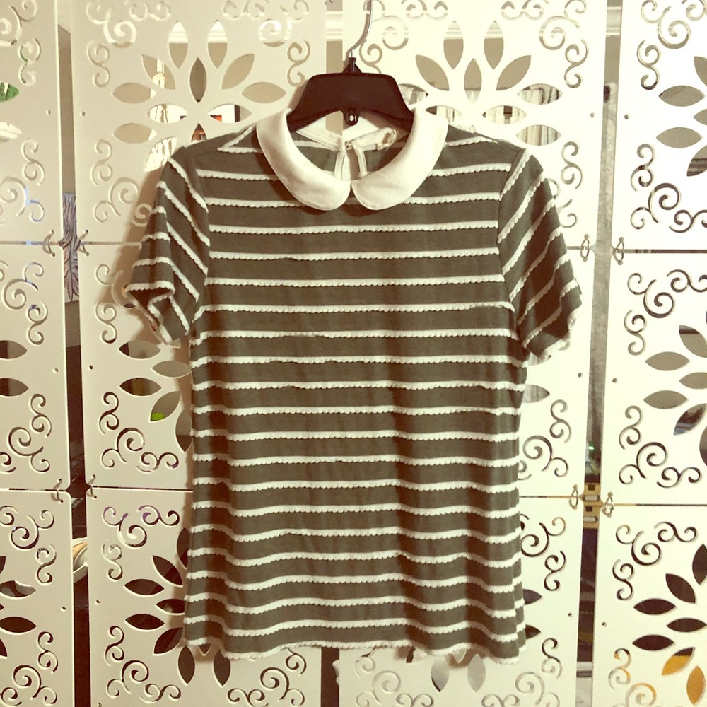 Maison Jules Green and white Peter Pan neckline